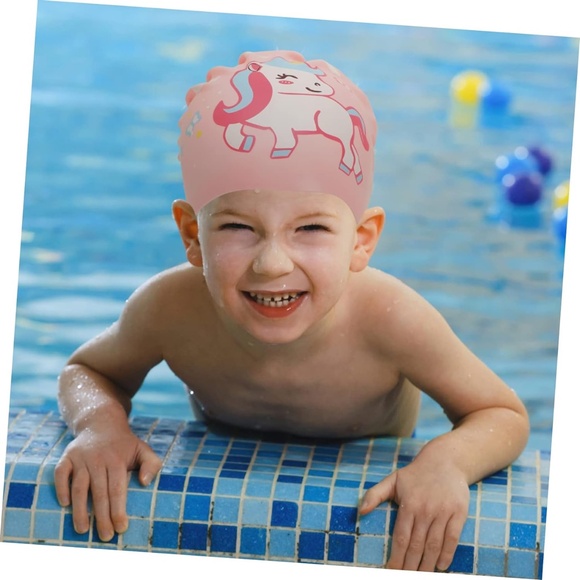 Unicorn Swim Cap Silicone Swimming Cap for Toddler, Children, Youth Bathing Cap - Picture 5 of 5